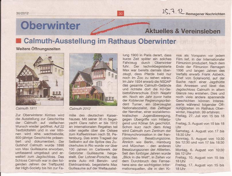 Calmuth-Ausstellung im Rathaus Oberwinter