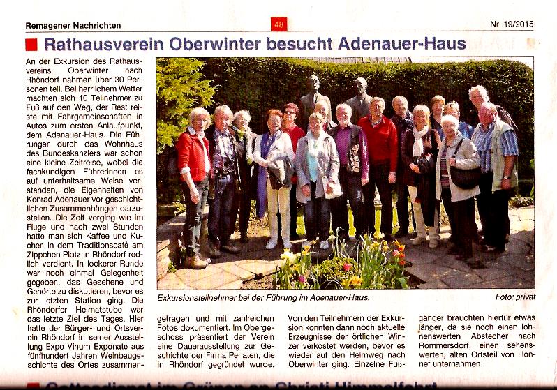 Rathausverein Oberwinter besucht Adenauer-Haus in Rhöndorf