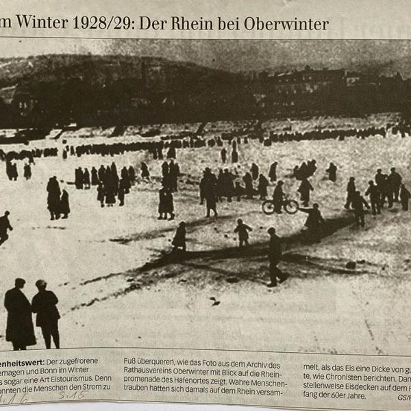 Eiszeit im Winter 28/29: der Rhein bei Oberwinter
