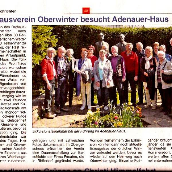 Rathausverein Oberwinter besucht Adenauer-Haus in Rhöndorf